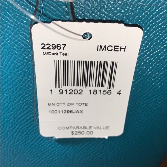Coach Mini City Zip Tote, Dark Teal, F22967 - Picture 14 of 16